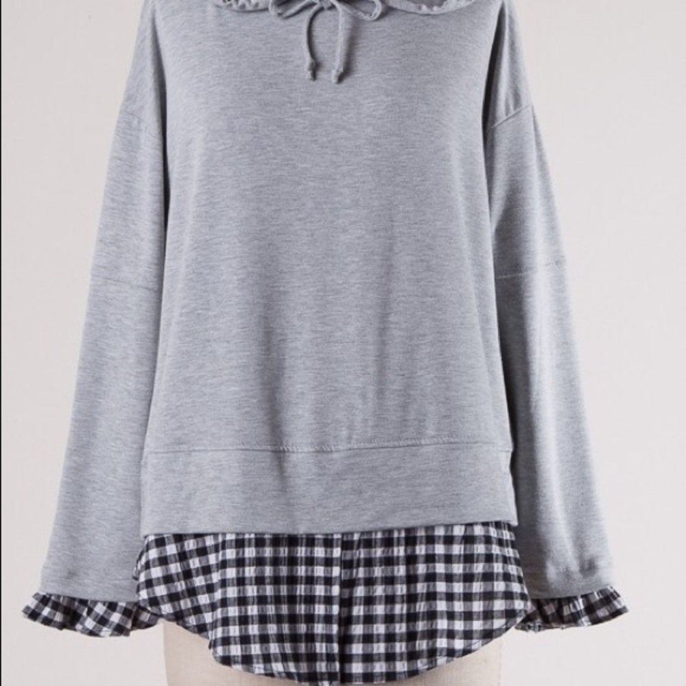 Gingham Layered Sweatshirt! NWT!